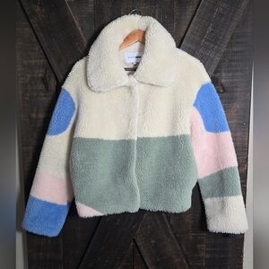 Fashion Nova Womens Medium Color Block Puffer Fleece Jacket